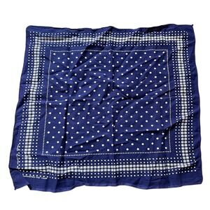Vintage Guaranteed Fast Color Tuside Blue & White Polka Dots Bandana RN13961 22"